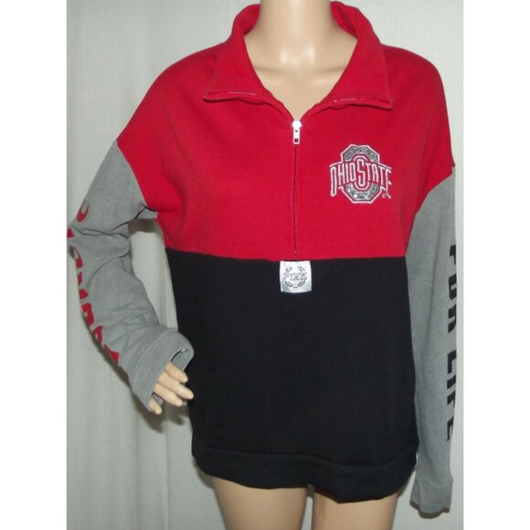 Victoria's Secret PINK Sweatshirt Medium Ohio State sequin 1/4-zip Pullover OSU - Picture 14 of 16